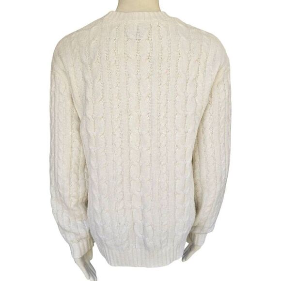 Hollister Women’s S White Cable Knit Sweater Crewneck Long Sleeve Chunky Pullove - Picture 3 of 8